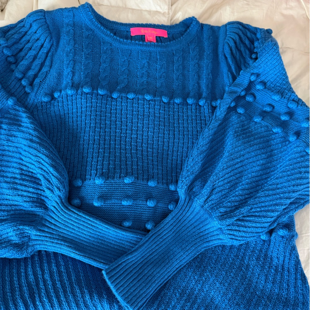 Elegant Blue Textured Women's Sweater